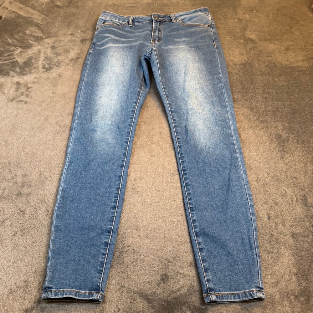 Tahari Kelly Classic Skinny Jeans Womens 4 / 27 Blue Denim Stretch Whiskering
